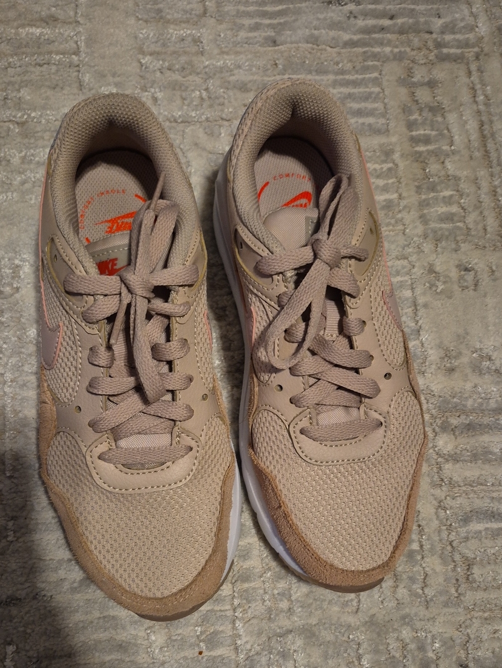 Nike AIR MAX Tan Mesh Sneakers with Light Pink Swoosh